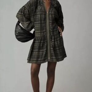 By Anthropologie Long-Sleeve Zip-Front Mini Dress Size XS